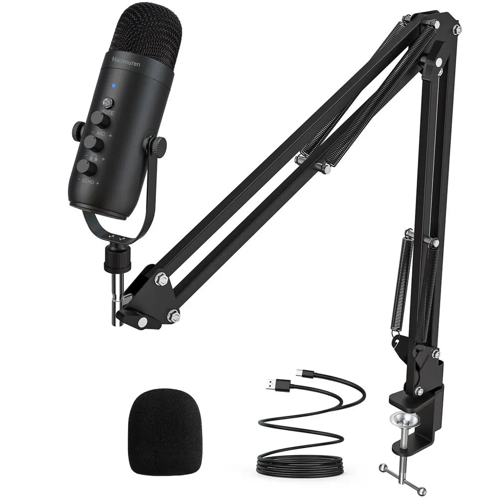 Haomuren USB Podcast & Streaming Mic Kit with Boom Arm