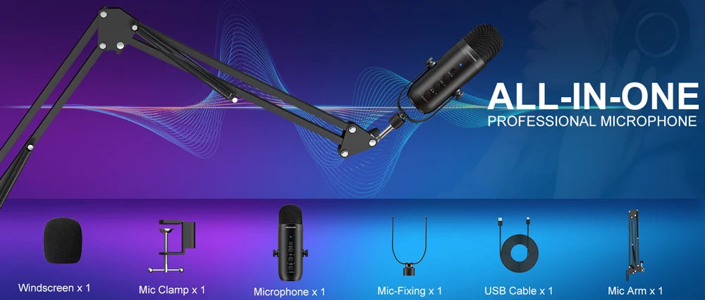 Haomuren USB Podcast & Streaming Mic Kit with Boom Arm