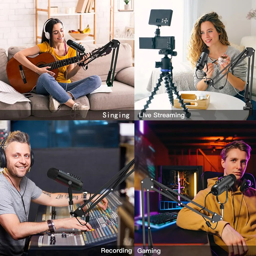Haomuren USB Podcast & Streaming Mic Kit with Boom Arm