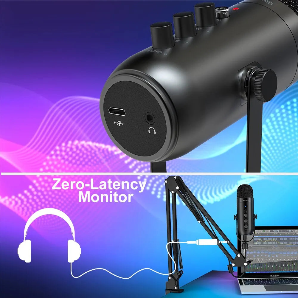 Haomuren USB Podcast & Streaming Mic Kit with Boom Arm